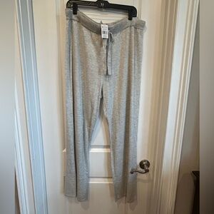 Luxury Cashmere Blend Wide Leg Pants in Light Gray